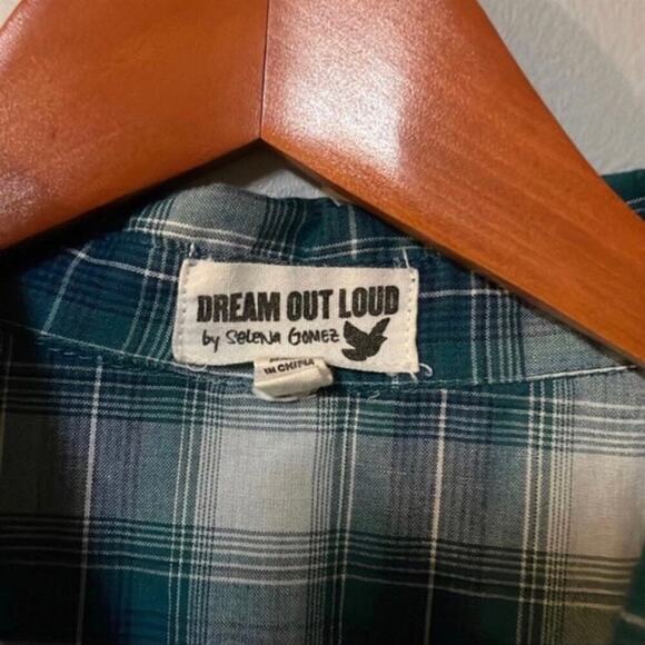 Womens Size M Dream Out Loud By Selena Gomez Shirt Blue plaid 65% polyester 35% - Picture 2 of 6